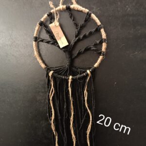 Arbre de vie macramé en corde de jute et coton noir