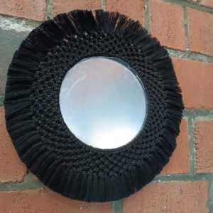 Miroir macramé noir – 37 cm